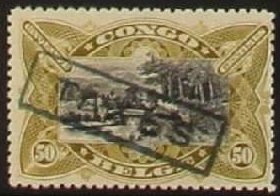 Belgian Congo Belge 50c Mols train on bridge